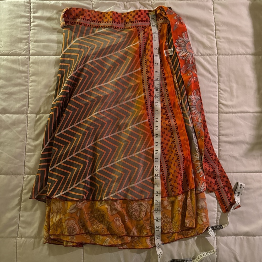 Multicolor Patterned Wrap Skirt